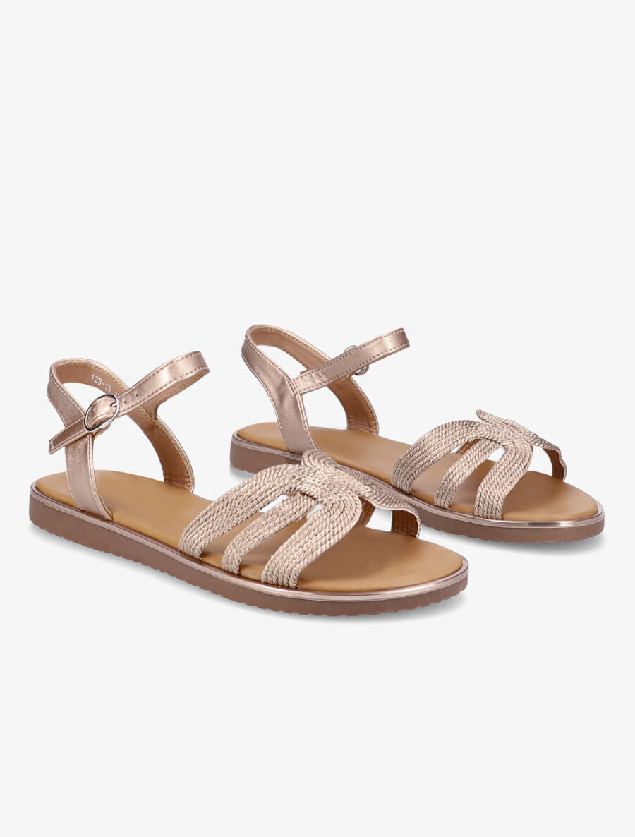 Nu-pieds à ganses stylisées et texturées - Champagne - 4