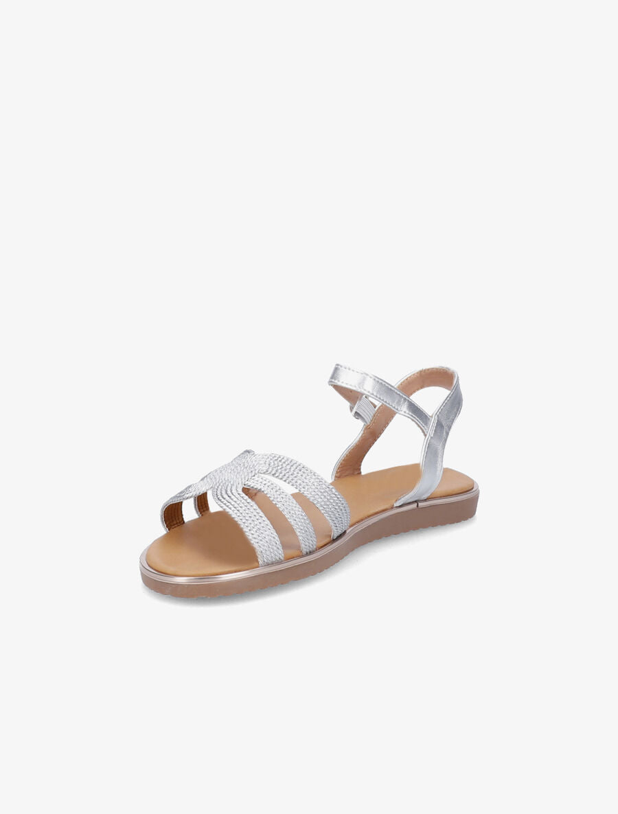 Nu-pieds à ganses stylisées et texturées - Argent - 3