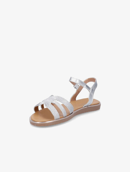 Nu-pieds à ganses stylisées et texturées - Argent - 3