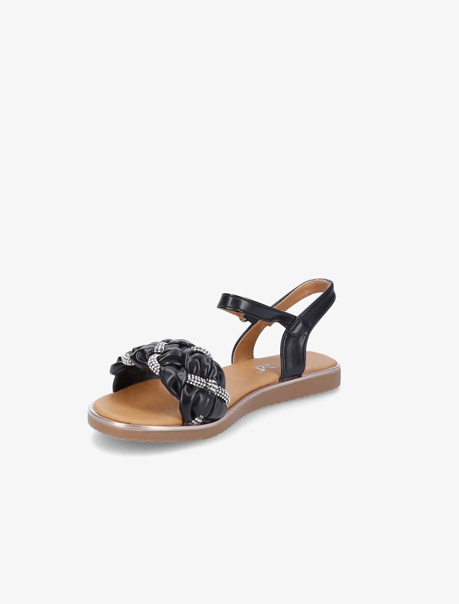 Nu-pieds à ganses ornées de strass - Noir - 3