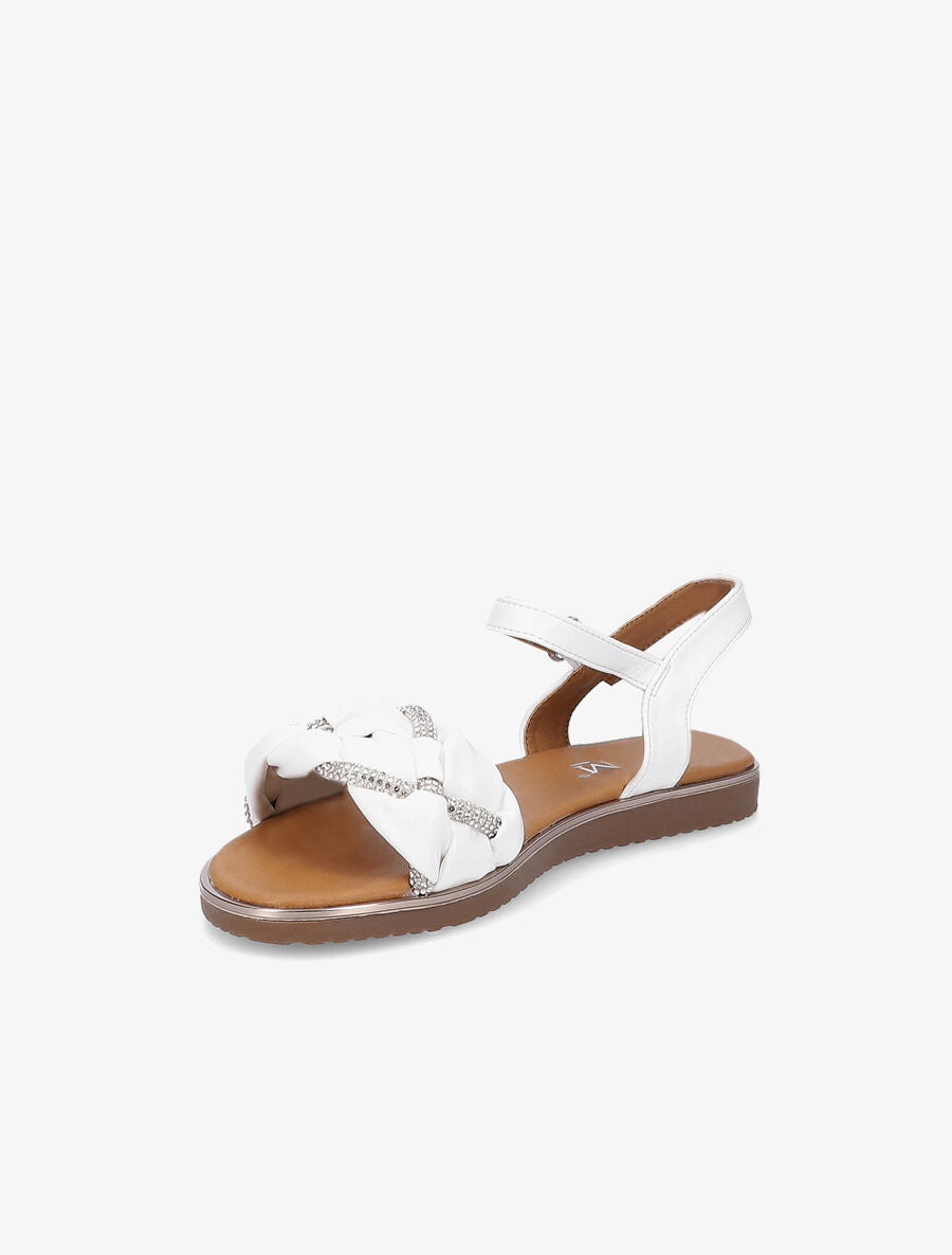 Nu-pieds à ganses ornées de strass - Blanc - 3