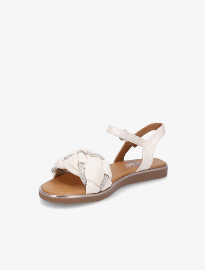 Nu-pieds à ganses ornées de strass - Beige - 3