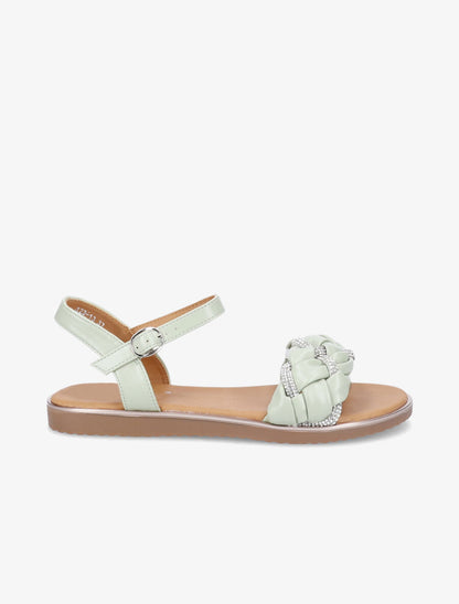 Nu-pieds à ganses ornées de strass - Vert - 2