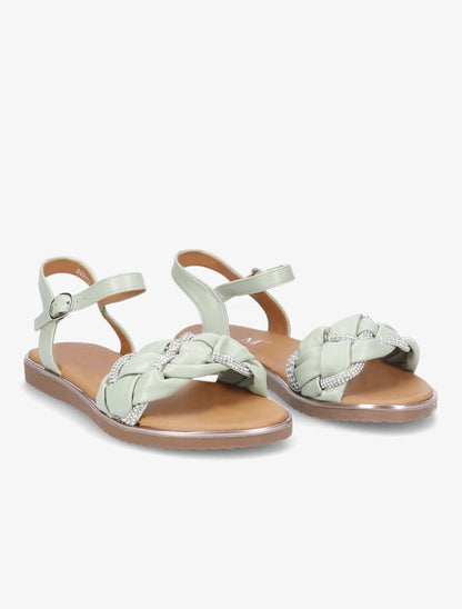 Nu-pieds à ganses ornées de strass - Vert - 4