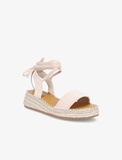 Sandales à lacets et semelles compensées - Beige - 2