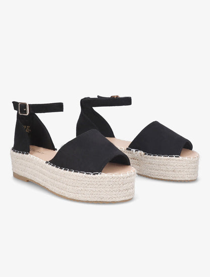 Espadrilles en suédine à plateforme - Noir - 4