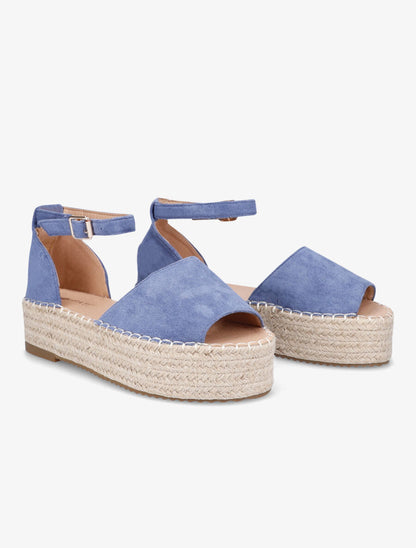 Espadrilles en suédine à plateforme - Bleu - 4