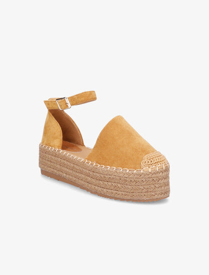 Espadrilles basique en suédine à plateforme - Camel - 5
