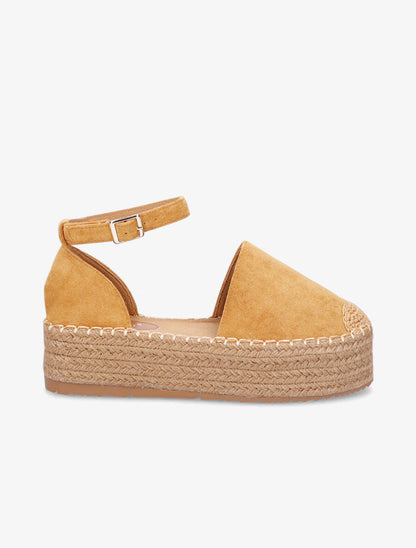 Espadrilles basique en suédine à plateforme - Camel - 3