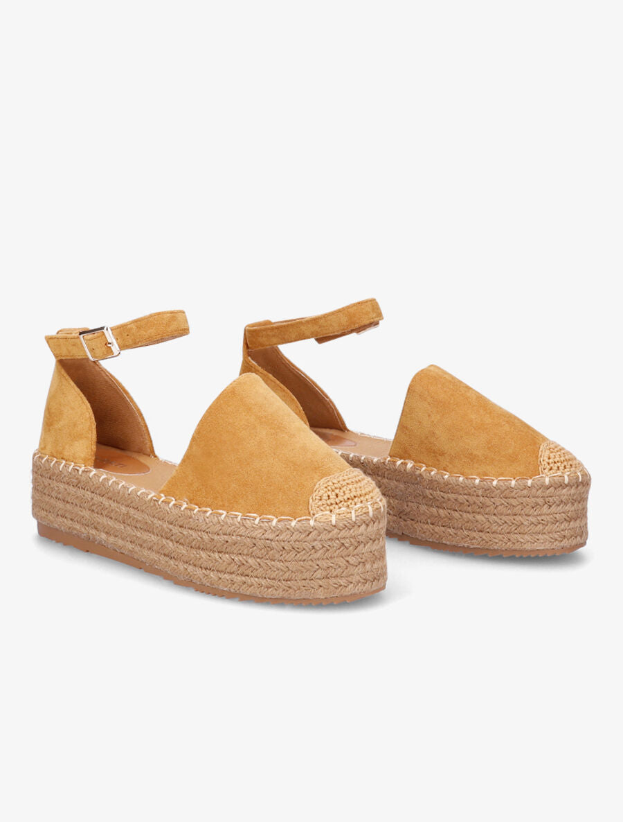 Espadrilles basique en suédine à plateforme - Camel - 4