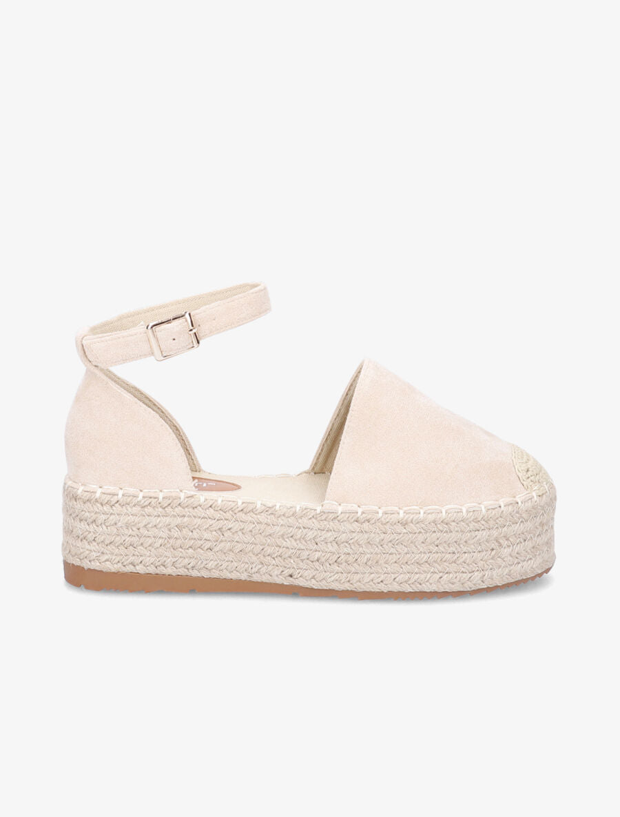 Espadrilles basique en suédine à plateforme - Beige - 3