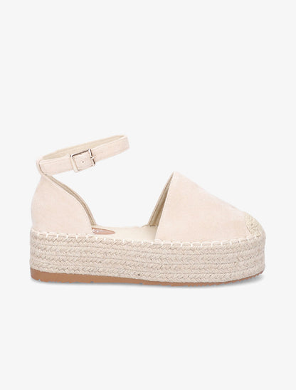 Espadrilles basique en suédine à plateforme - Beige - 3