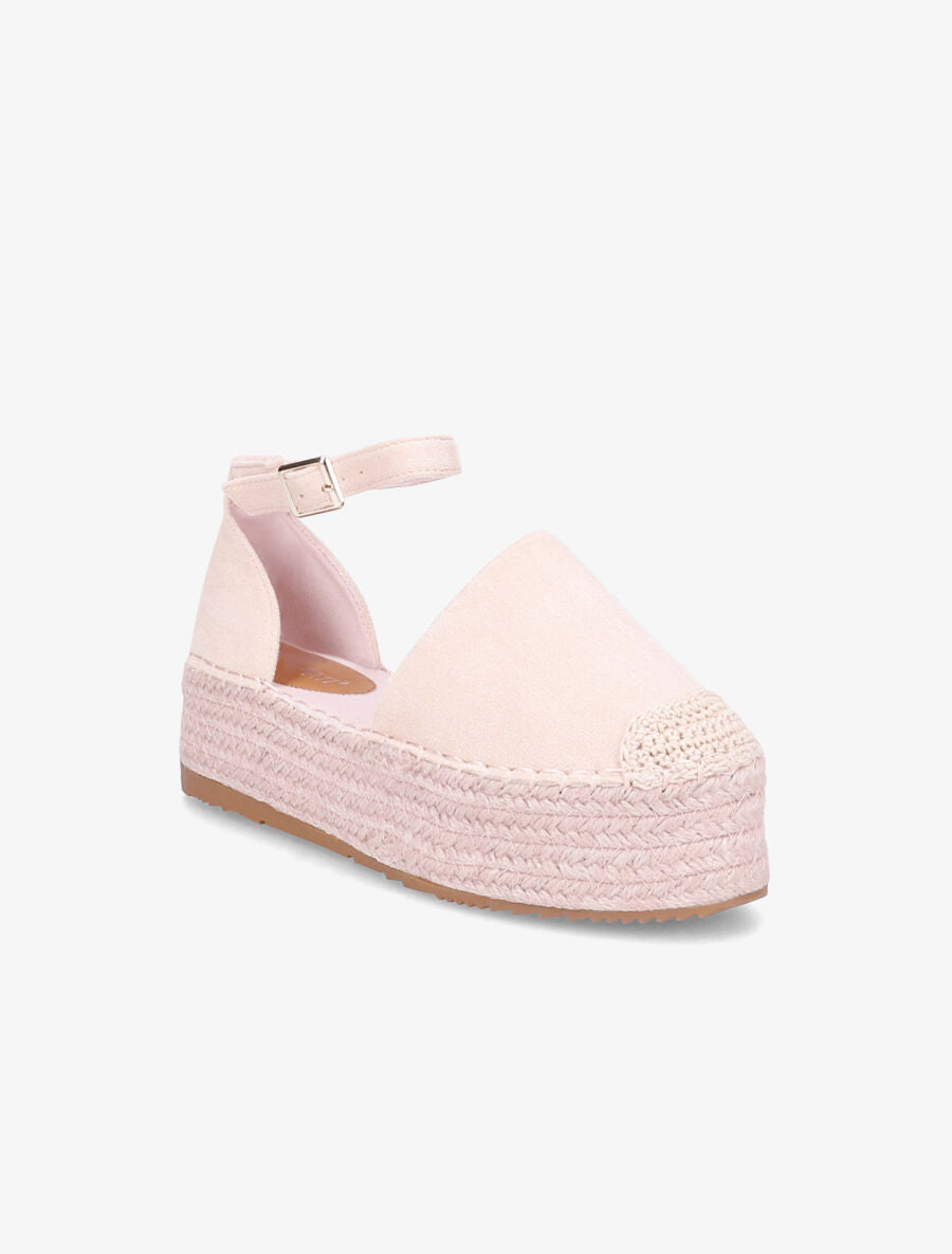 Espadrilles basique en suédine à plateforme - Rose - 5