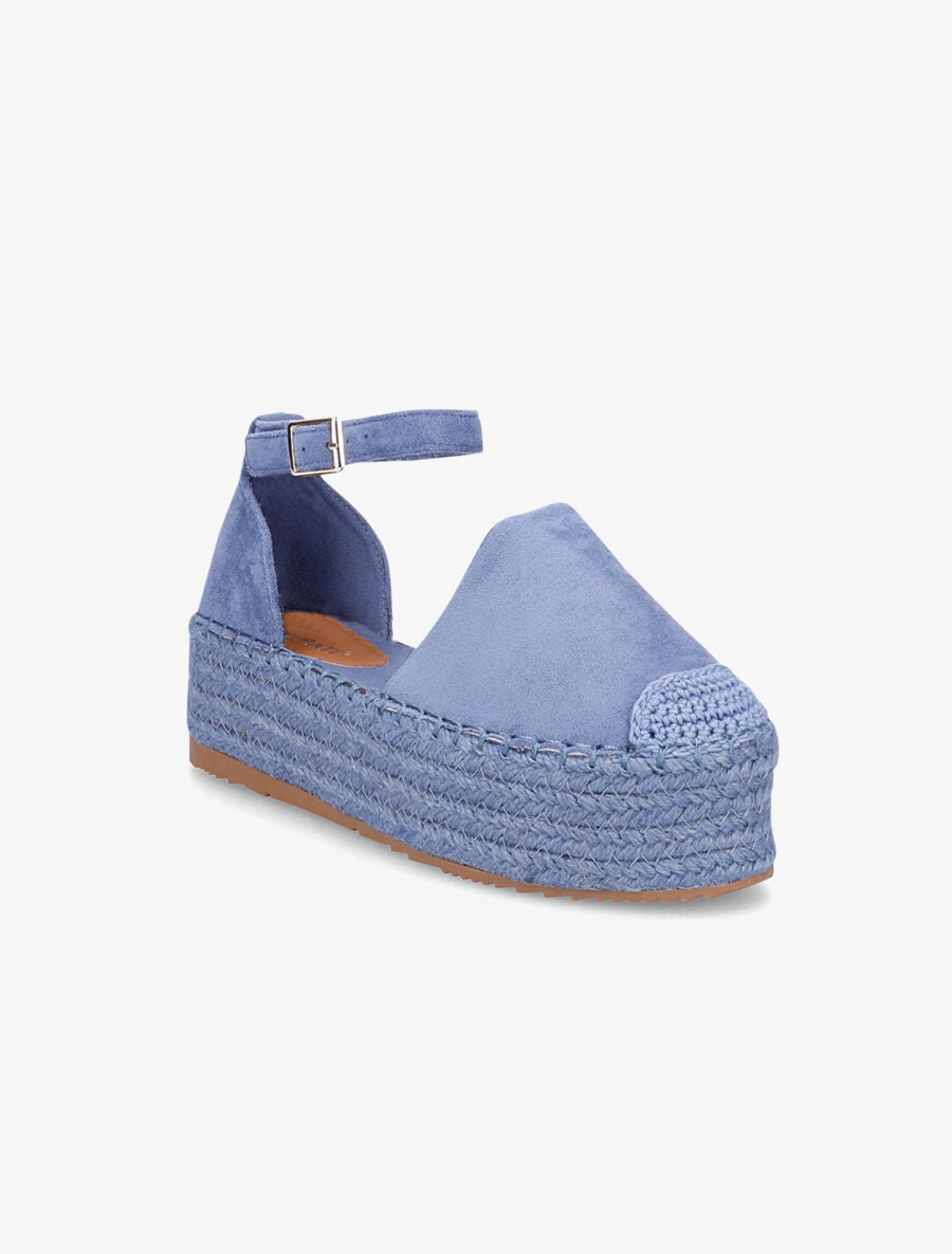 Espadrilles basique en suédine à plateforme - Bleu - 1