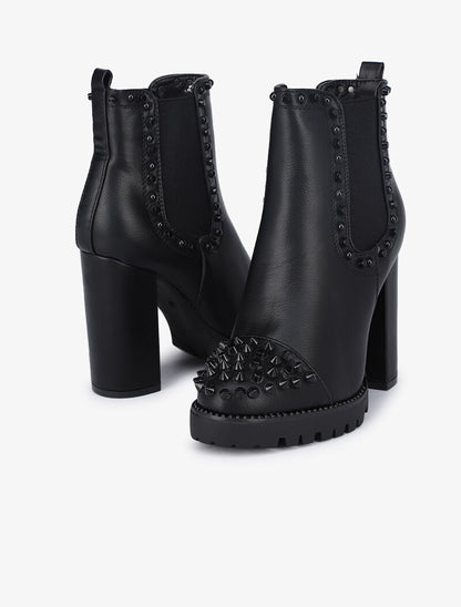 Boots à talons à bout cloutés - Noir - 4