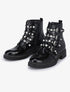 Bottines effet croco vernis à sangles perlées et strassées - Noir - 1