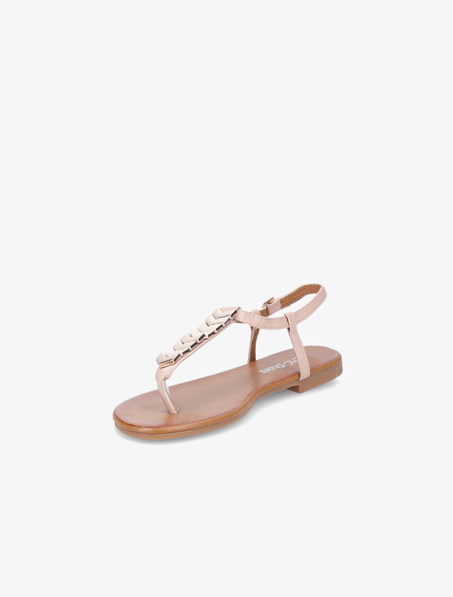 Nu-pieds à bride en T métallique - Rose - 3