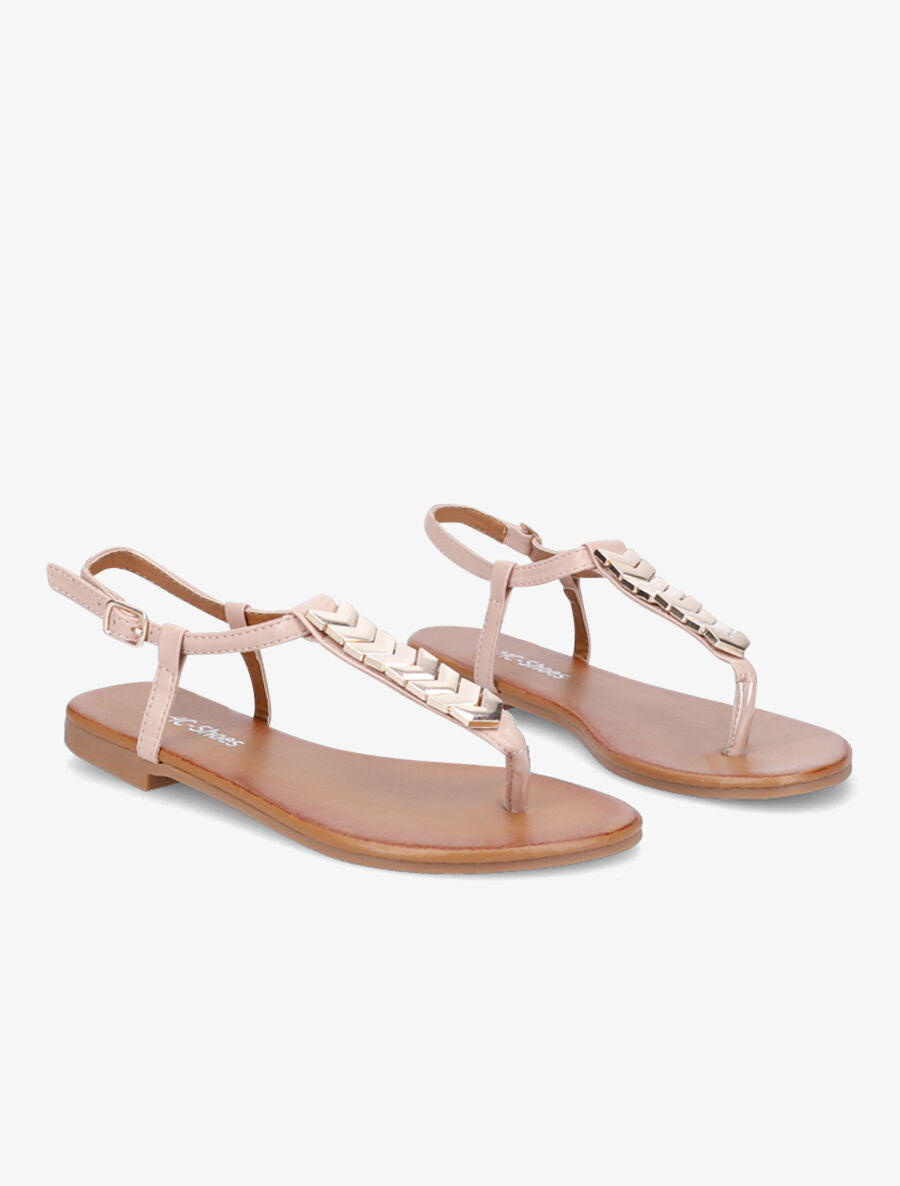 Nu-pieds à bride en T métallique - Rose - 4
