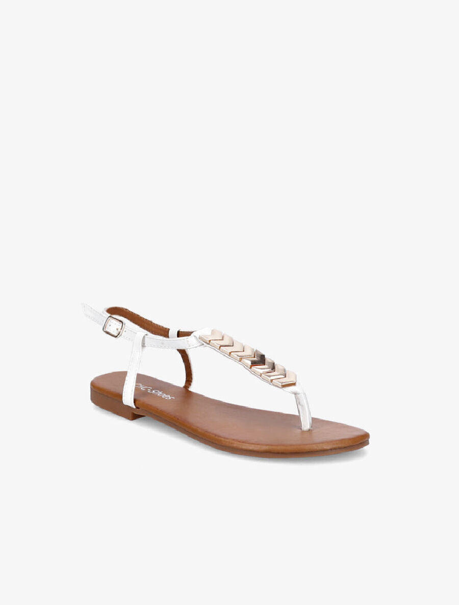 Nu-pieds à bride en T métallique - Blanc - 5