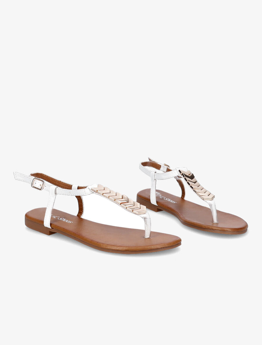 Nu-pieds à bride en T métallique - Blanc - 4