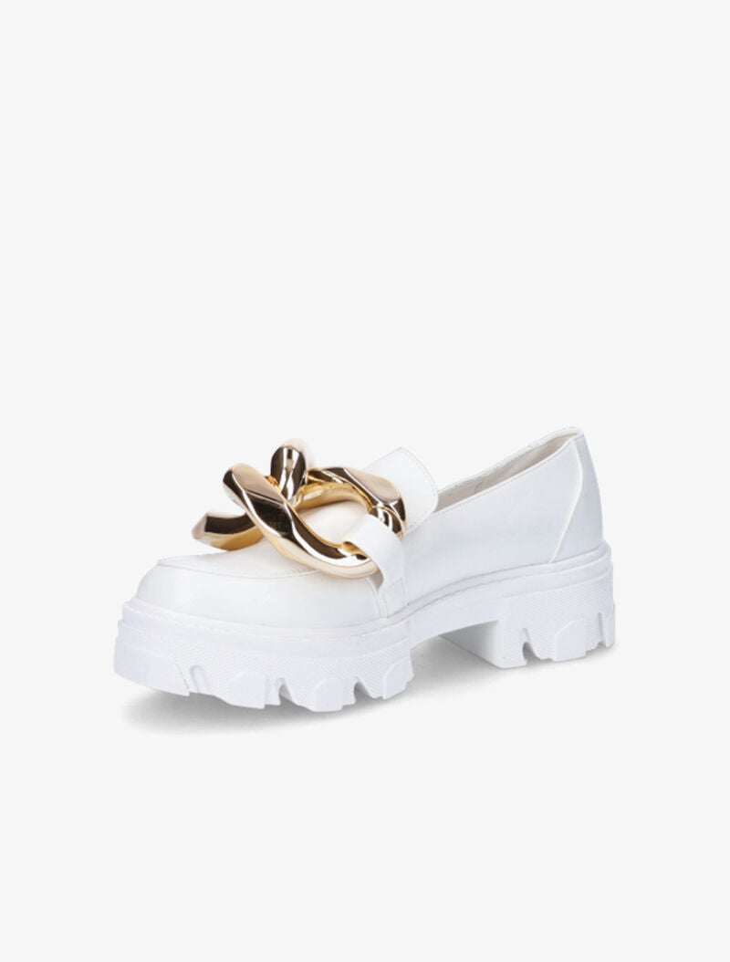 Mocassins à double anneaux dorés - Blanc - 4