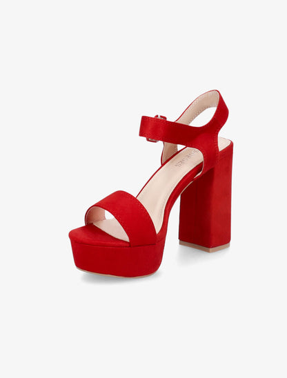 Sandales à plateforme et ganses simples - Rouge - 3
