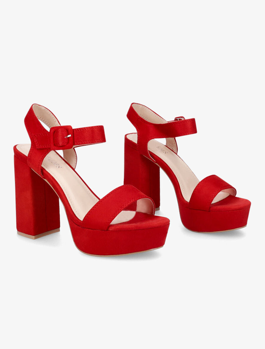 Sandales à plateforme et ganses simples - Rouge - 4
