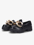 Mocassins à double anneaux dorés - Noir - 1