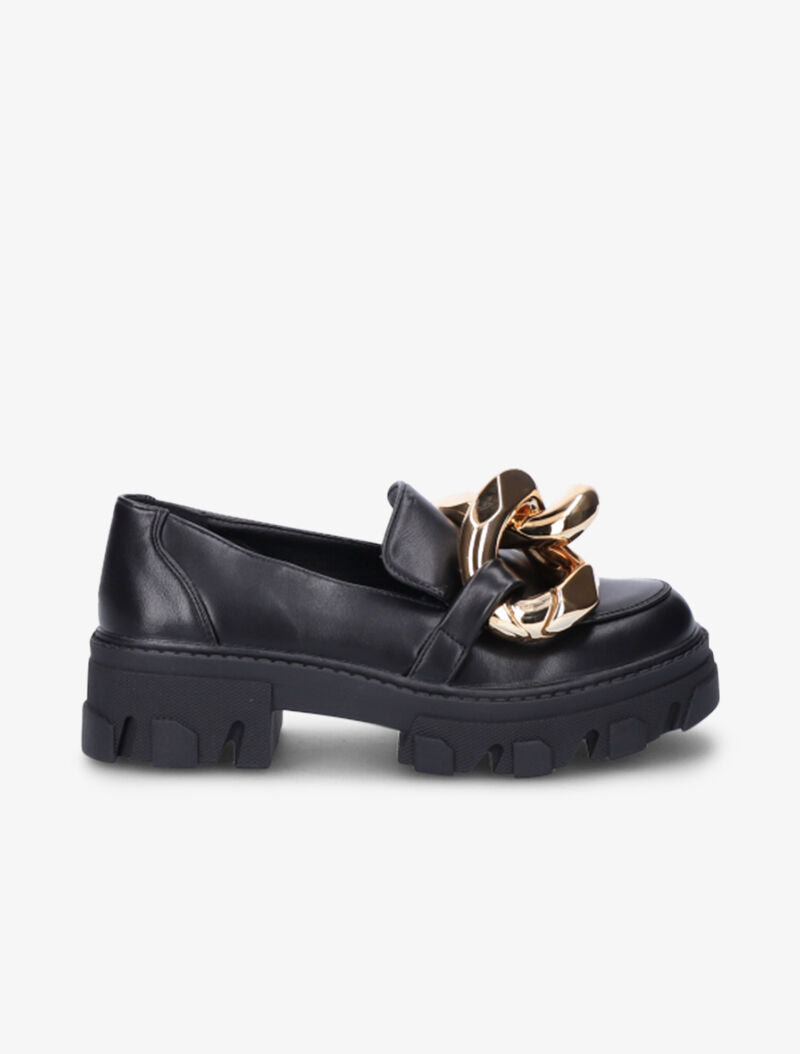 Mocassins à double anneaux dorés - Noir - 2