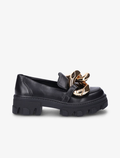 Mocassins à double anneaux dorés - Noir - 2