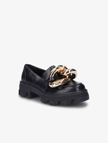 Mocassins à double anneaux dorés - Noir - 3