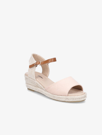 Sandales compensées style espadrille - Rose - 2