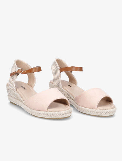 Sandales compensées style espadrille - Rose - 4