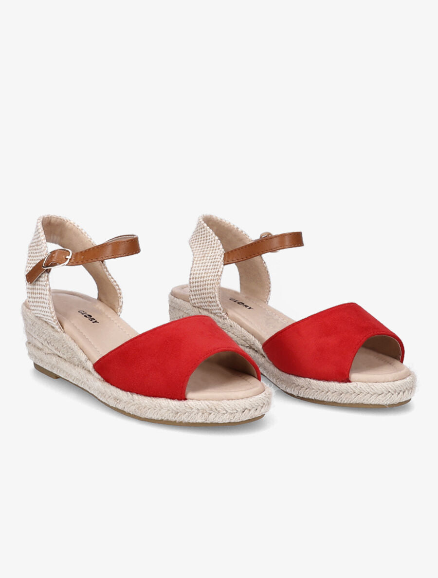 Sandales compensées style espadrille - Rouge - 4