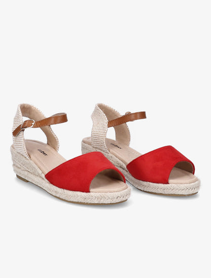 Sandales compensées style espadrille - Rouge - 4
