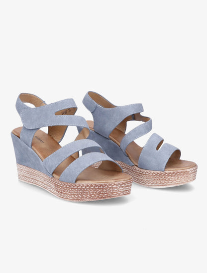 Sandales compensées à brides scratchées - Bleu - 4