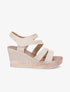 Sandales compensées à brides scratchées - Beige - 1