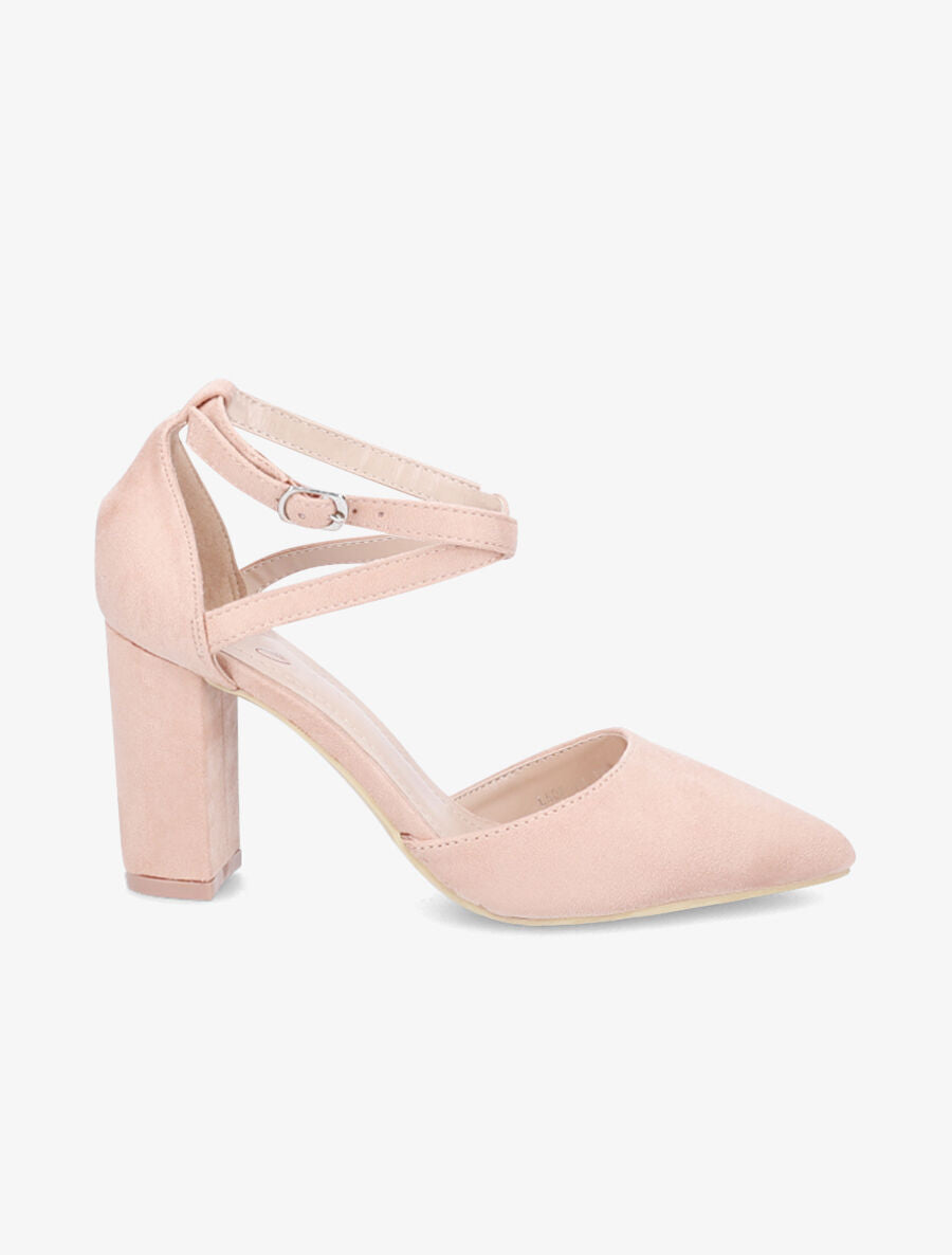 Sandales en suédine à brides croisées - Rose - 1