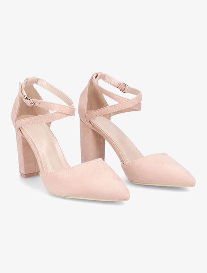 Sandales en suédine à brides croisées - Rose - 4
