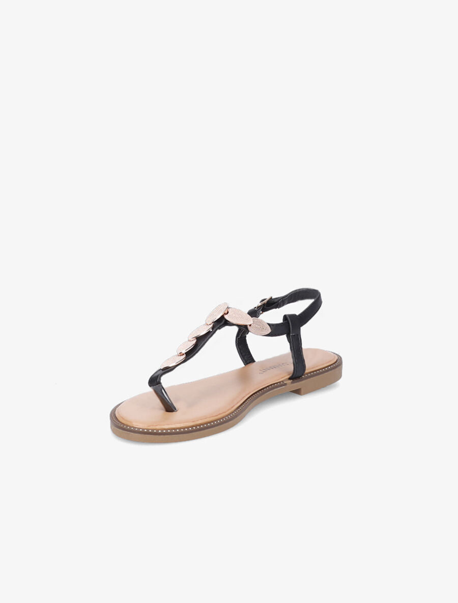 Nu-pieds à médailles style feuilles - Noir - 3