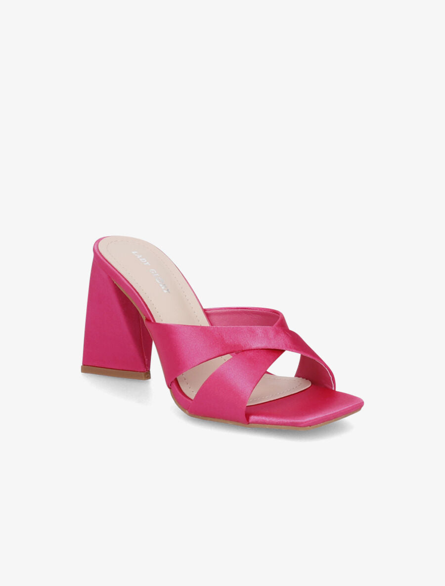 Mules satinées croisées - Fushia - 2