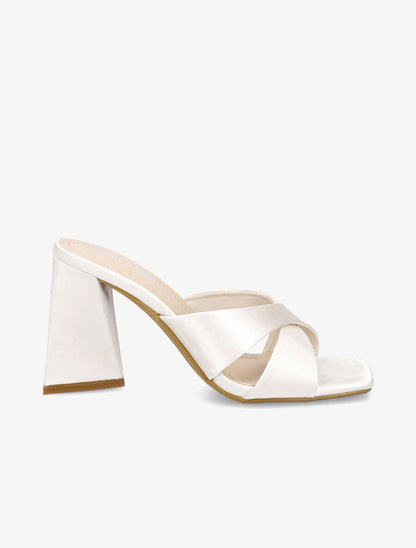 Mules satinées croisées - Beige - 5