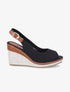 Sandales peep toe en toile - Noir - 5
