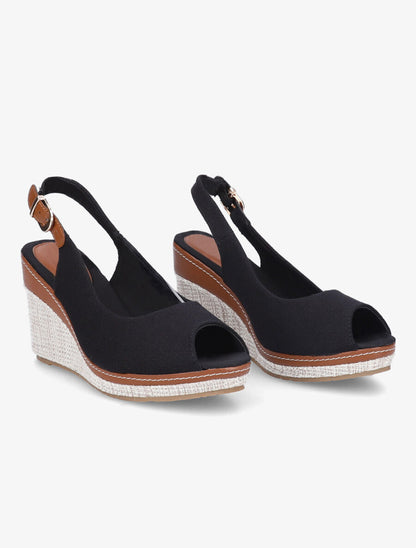 Sandales peep toe en toile - Noir - 4