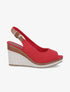 Sandales peep toe en toile - Rouge - 5