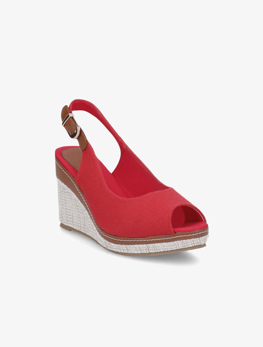 Sandales peep toe en toile - Rouge - 2