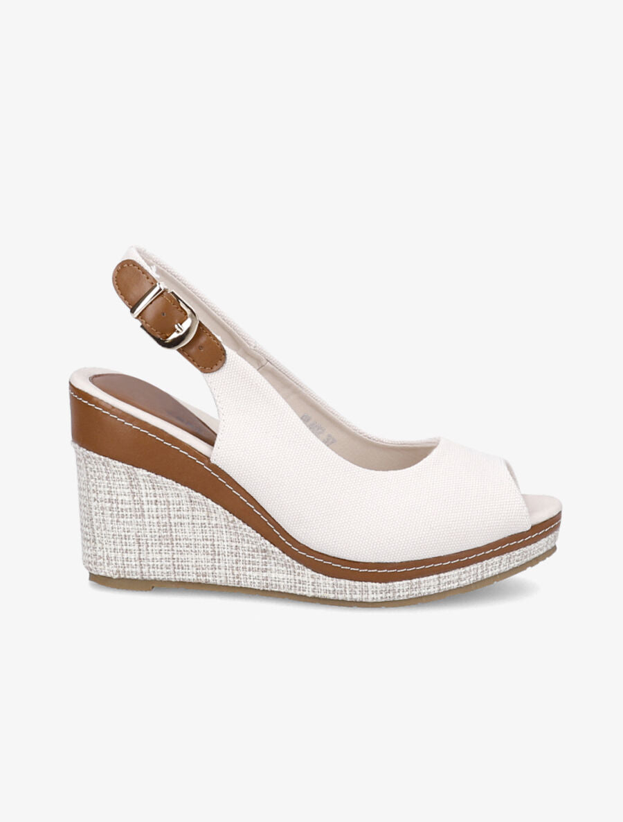 Sandales peep toe en toile - Beige - 5