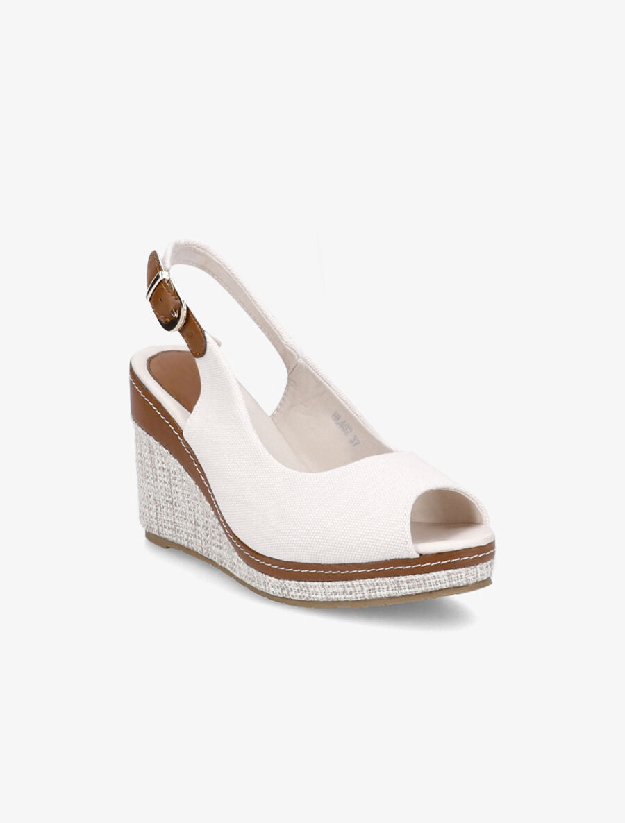 Sandales peep toe en toile - Beige - 2
