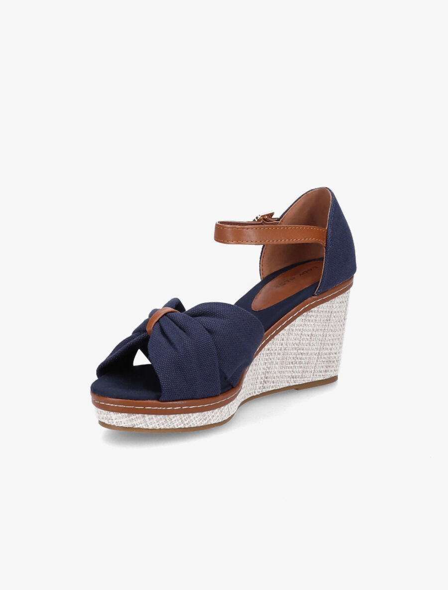 Sandales compensées à ganse style noeud - Marine - 3