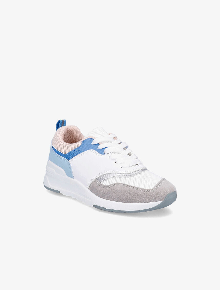 Sneakers en simili et mesh - Bleu - 2